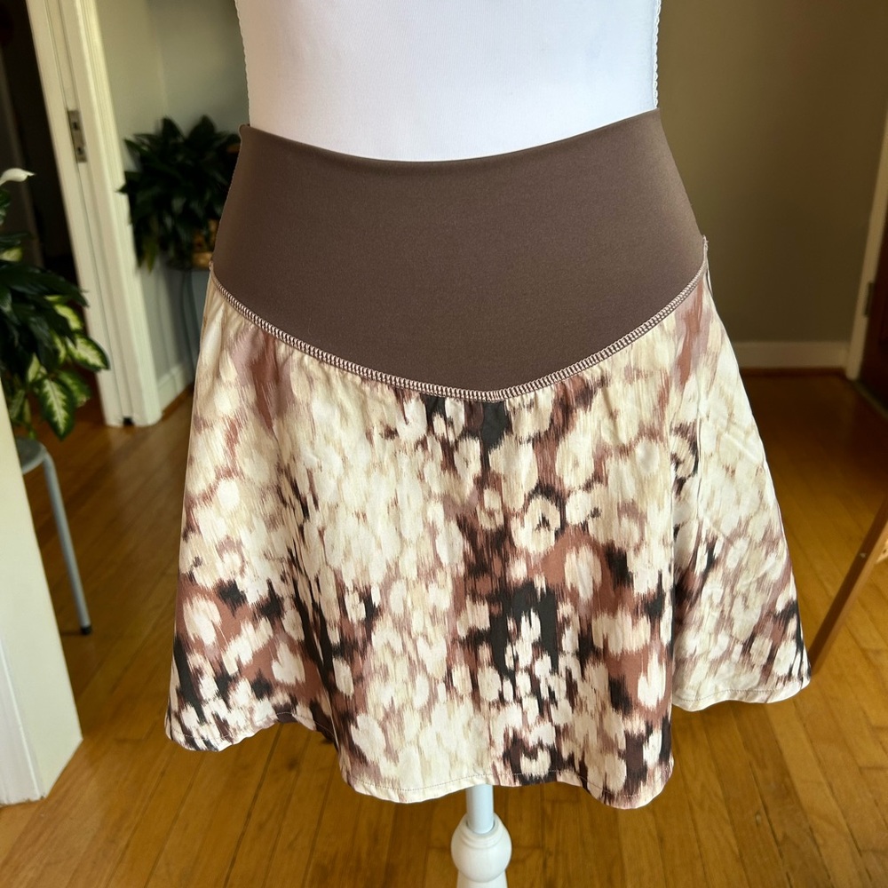 Aerie Brown and Cream Patterned Skater Skirt